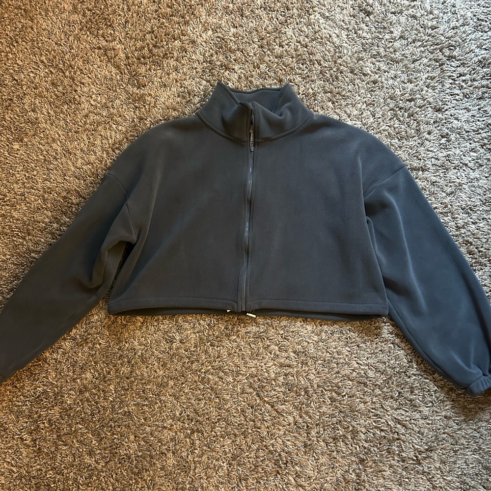 Qinsen Cropped Zip-Up Fleece Jacket